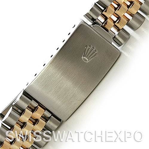The image shows the clasp of a Rolex Datejust 16013 Men's Stainless Steel Silver Dial 16013 Men's Stainless Steel Silver Dial watch, featuring the brand’s logo.