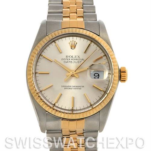 Photo of Rolex Datejust Mens SS 18k Yellow Gold Watch 16013