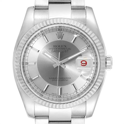 Photo of Rolex Datejust Steel White Gold Tuxedo Dial Mens Watch 116234 Box
