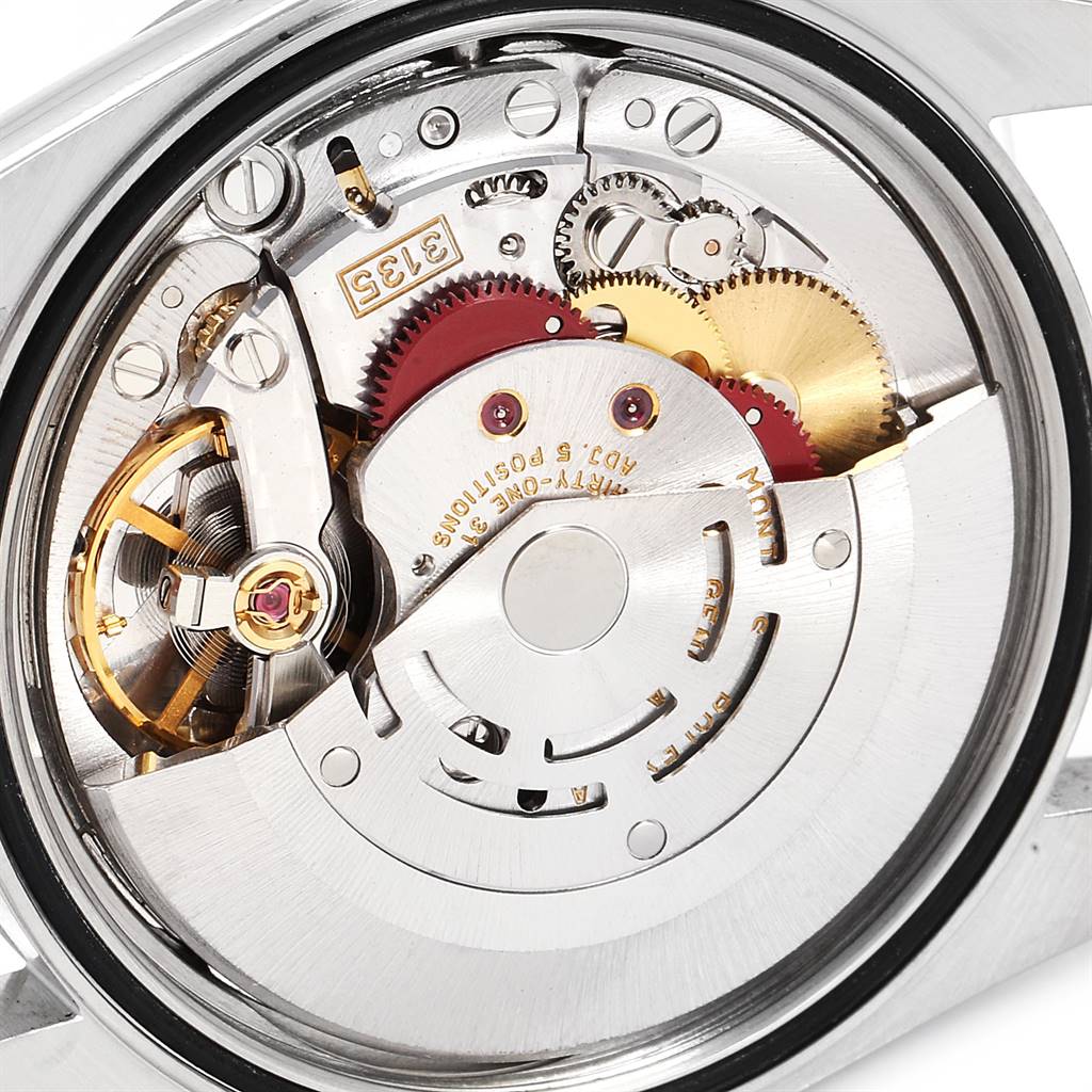 This image shows the internal mechanism and movement of a Rolex Datejust 16234 Men's Stainless Steel Silver Dial 16234 Men's Stainless Steel Silver Dial watch.