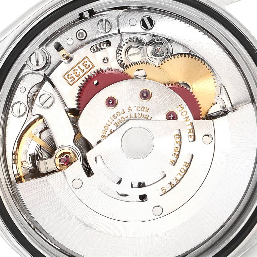 This image shows the internal mechanical components of a Rolex Datejust 16233 Men's Steel and Gold (two tone) Blue Dial 16233 Men's Steel and Gold (two tone) Blue Dial watch, viewed from the back.