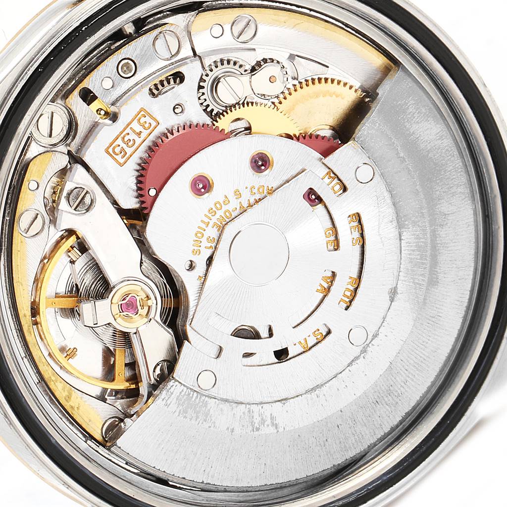 This image shows the internal mechanism and movement parts of a Rolex Datejust 16233 Men's Steel and Gold (two tone) Grey Dial 16233 Men's Steel and Gold (two tone) Grey Dial watch.