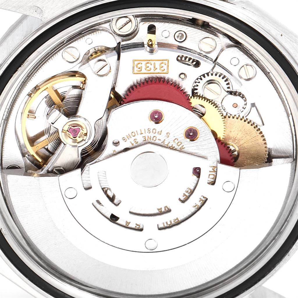 This image shows the internal mechanical movement of a Rolex Datejust 16220 Men's Stainless Steel Silver Dial 16220 Men's Stainless Steel Silver Dial watch.