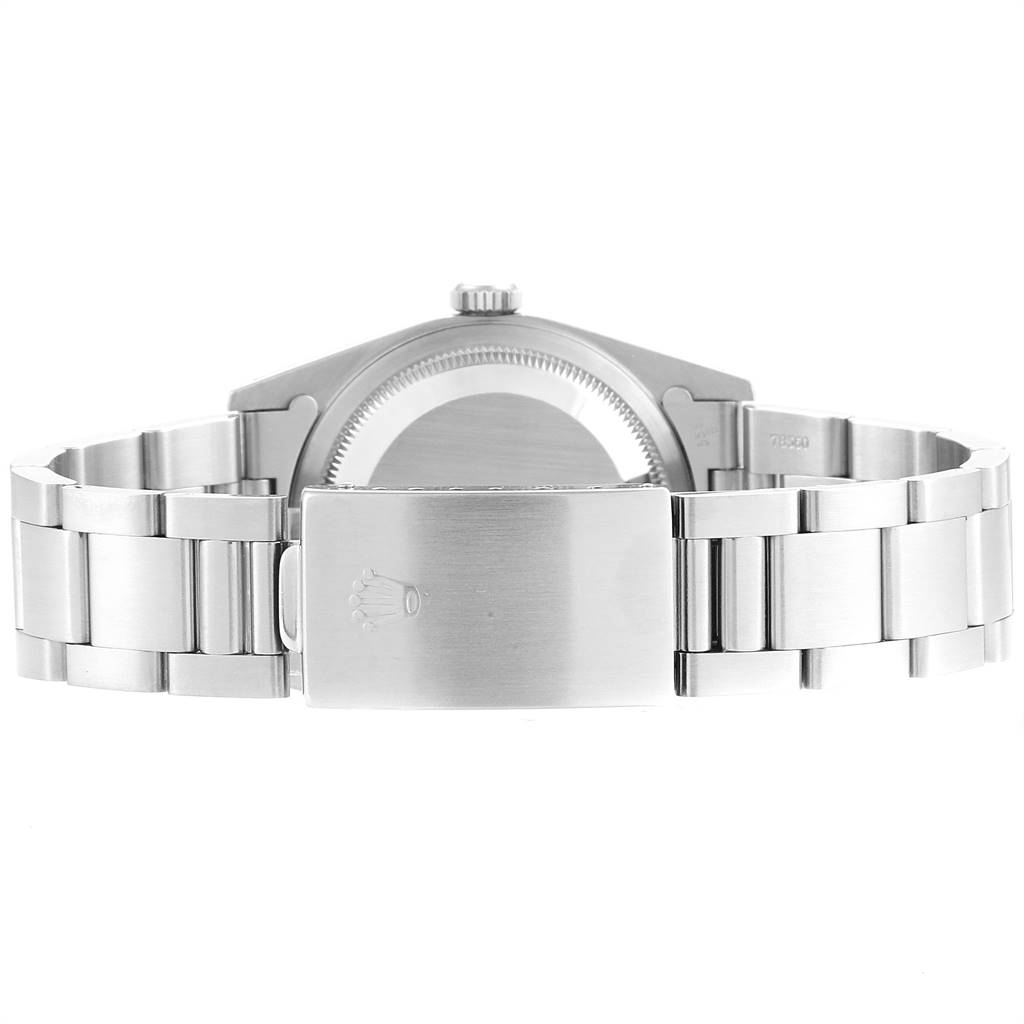 The image shows the back of a Rolex Datejust 16220 Men's Stainless Steel Silver Dial 16220 Men's Stainless Steel Silver Dial watch, focusing on the clasp and bracelet at a rear angle.