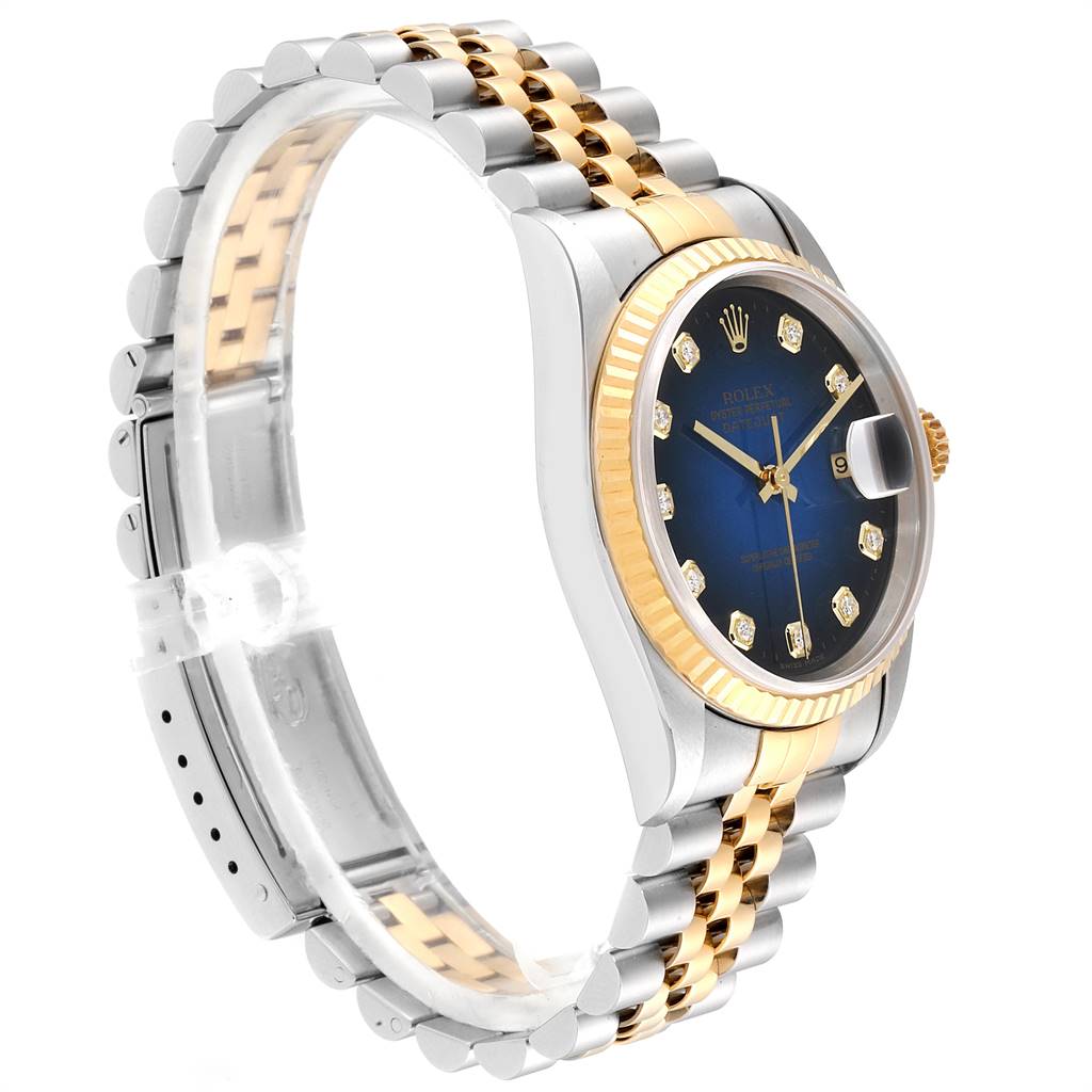 Rolex Datejust Steel Yellow Gold Diamond Vignette Dial Mens Watch 16233 ...