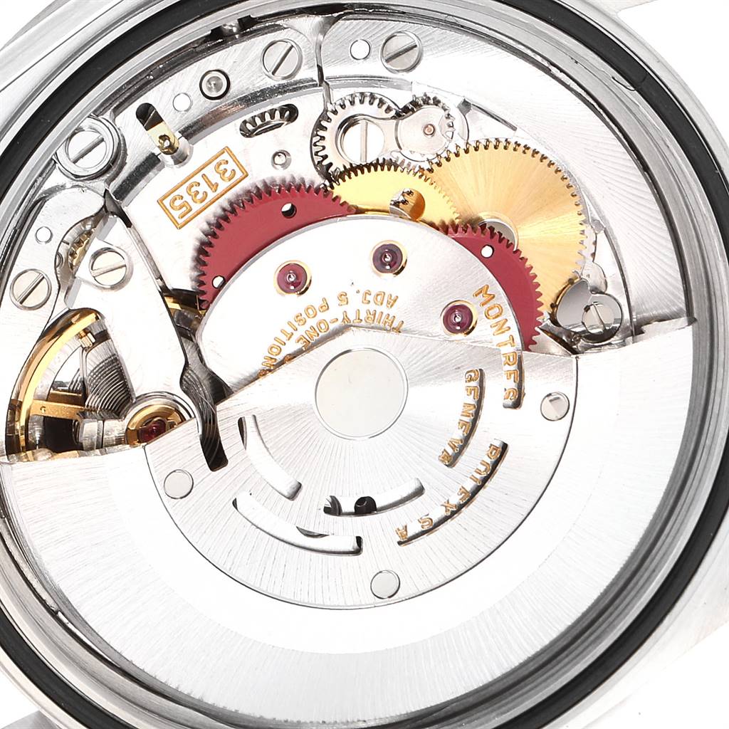 This image shows the internal mechanical movement of a Rolex Datejust 16234 Men's Stainless Steel Silver Dial 16234 Men's Stainless Steel Silver Dial watch viewed from the back.