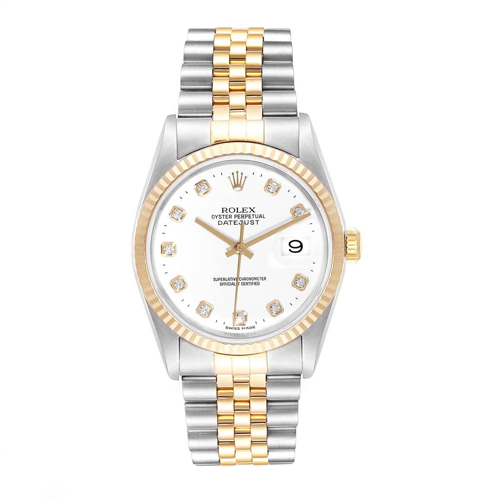 Rolex Datejust 36 Steel Yellow Gold Diamond Mens Watch 16233 ...
