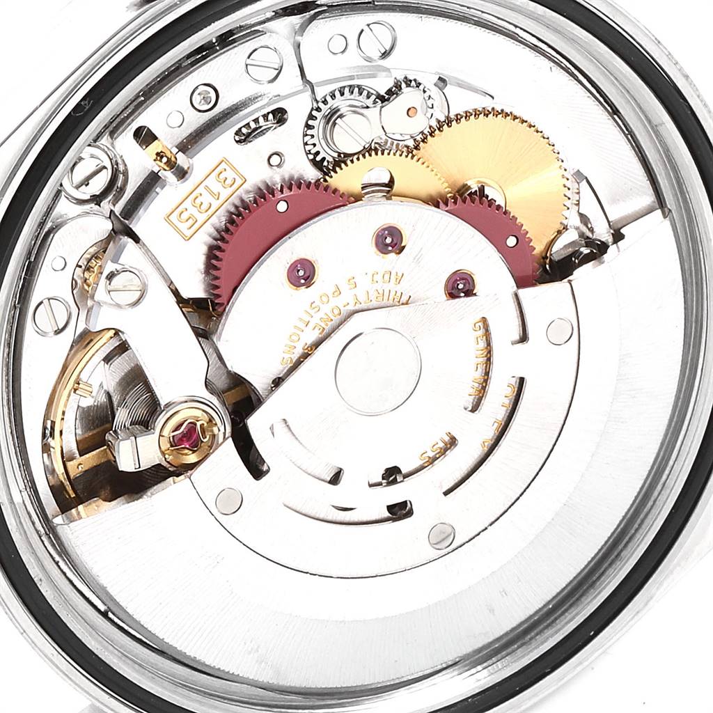 This image shows the movement mechanism of a Rolex Datejust 16200 Men's Stainless Steel Silver Dial 16200 Men's Stainless Steel Silver Dial watch from a top-down angle.