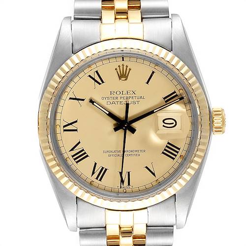 Photo of Rolex Datejust Steel Yellow Gold Buckley Dial Mens Watch 16013 Box