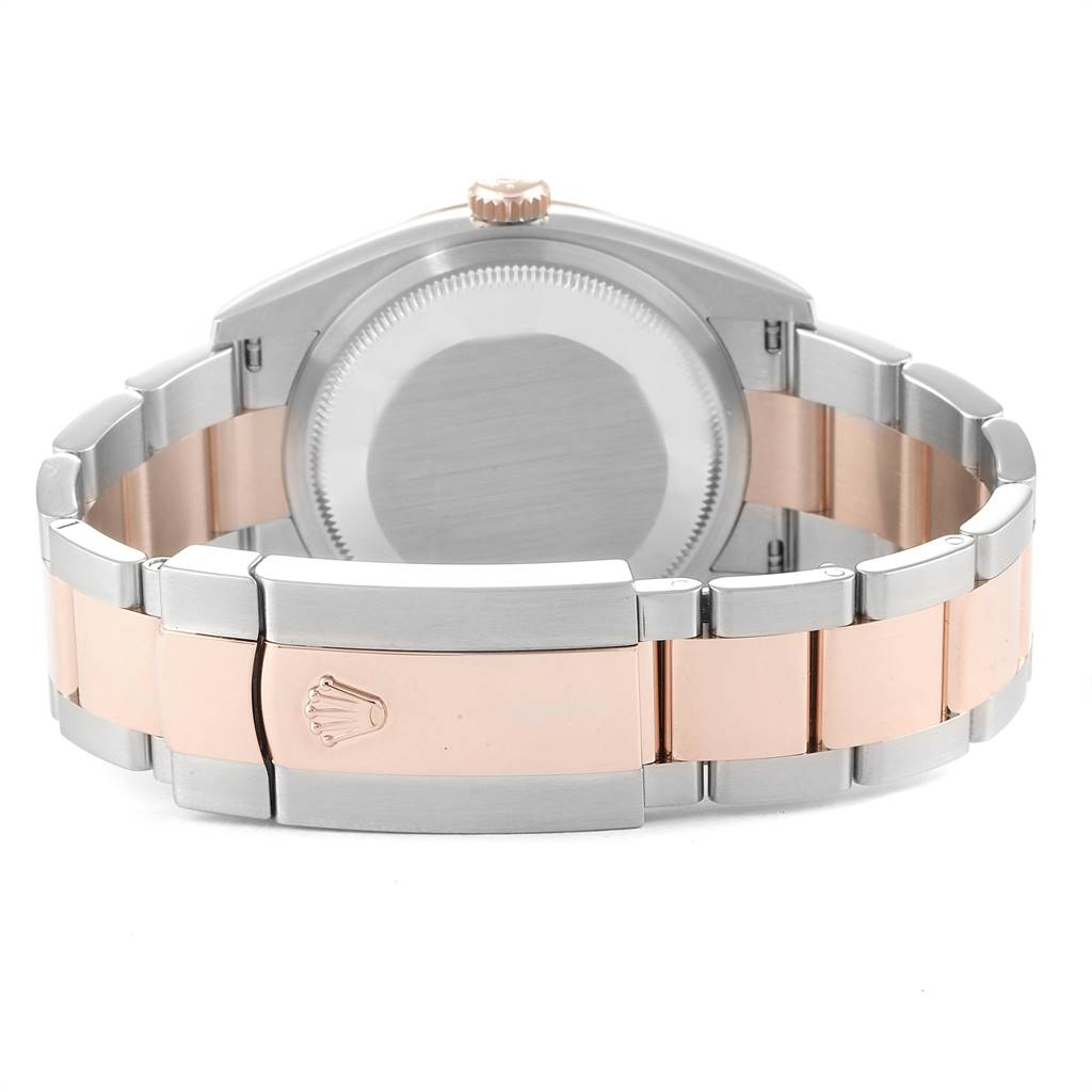 The image shows the back view of the Rolex Datejust 126231 Men's Steel and Gold (two tone) Grey Dial 126231 Men's Steel and Gold (two tone) Grey Dial watch, focusing on its two-tone metal bracelet and clasp with the Rolex logo.