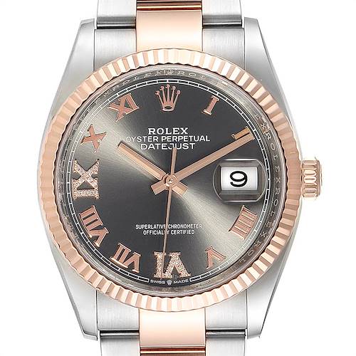 Photo of Rolex Datejust 36 Steel EveRose Gold Diamond Watch 126231 Box Card