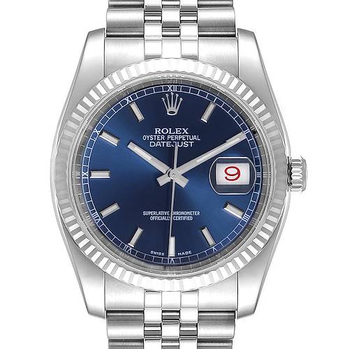Photo of Rolex Datejust Steel White Gold Blue Dial Steel Mens Watch 116234