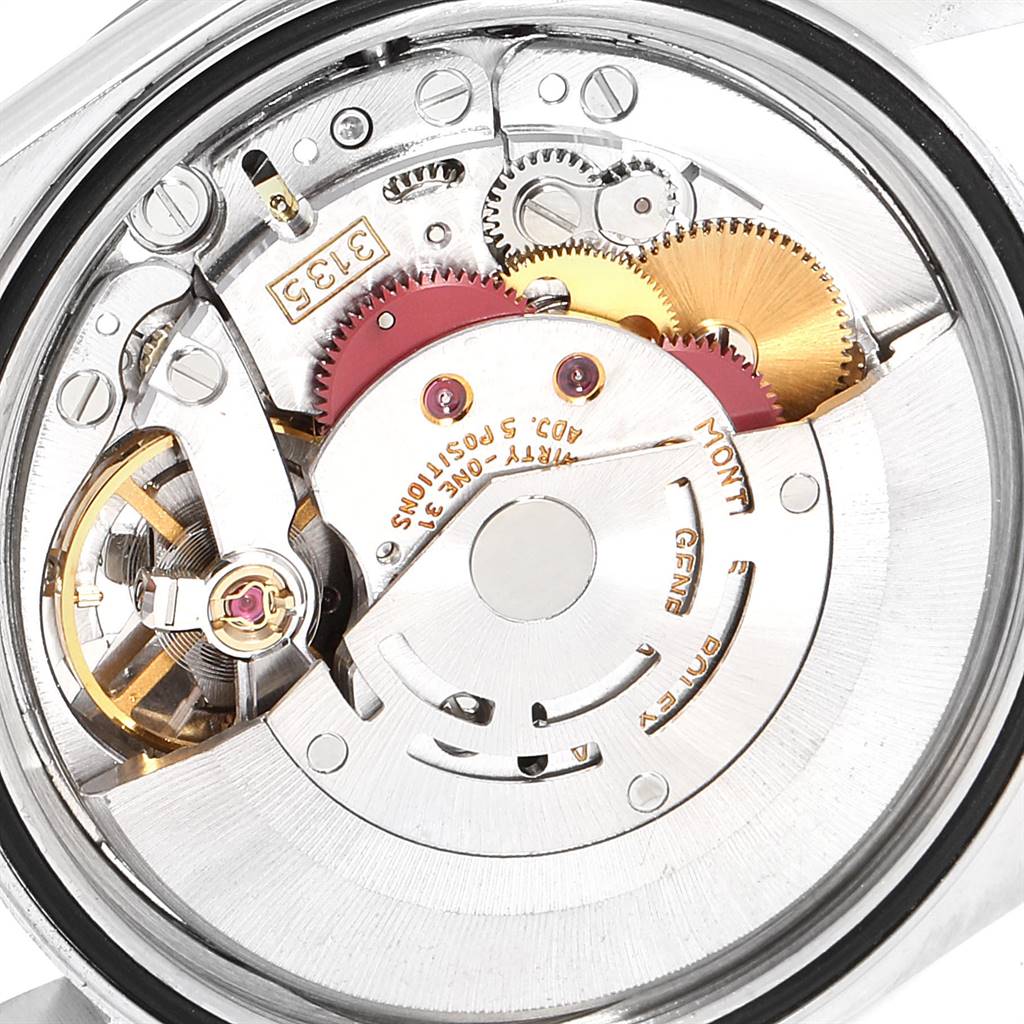 The image shows a close-up view of the internal movement mechanism of a Rolex Datejust 16234 Men's Stainless Steel Silver Dial 16234 Men's Stainless Steel Silver Dial watch.