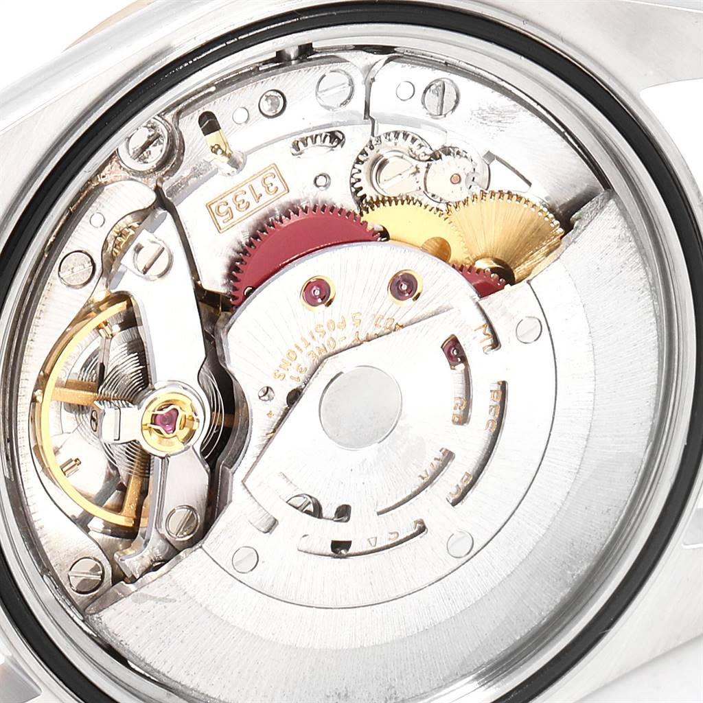 This image shows the internal mechanism of a Rolex Datejust 16233 Men
s Steel and Gold (two tone) Champagne Dial 16233 Men
s Steel and Gold (two tone) Champagne Dial watch, viewed from the back.