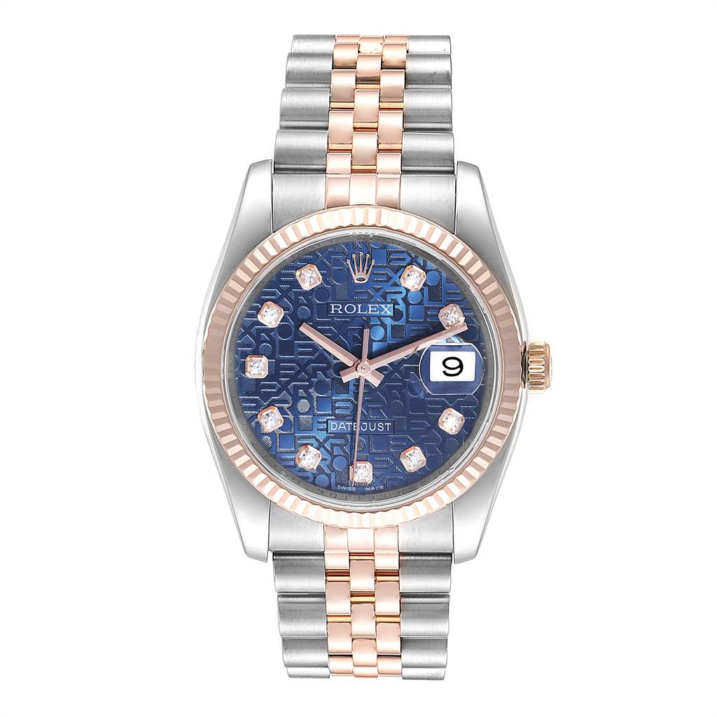 rolex rose gold blue face