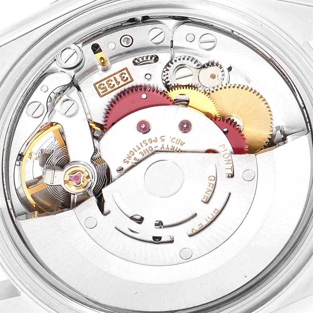 This image shows the internal movement mechanism of a Rolex Datejust 16233 Men's Steel and Gold (two tone) Champagne Dial 16233 Men's Steel and Gold (two tone) Champagne Dial watch, viewed from the back.