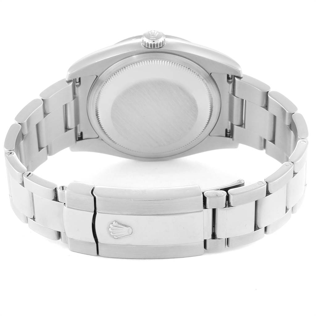 This image shows the back case and band clasp of a Rolex Datejust 116244 Men's Stainless Steel Silver Dial 116244 Men's Stainless Steel Silver Dial watch at a rear angle.