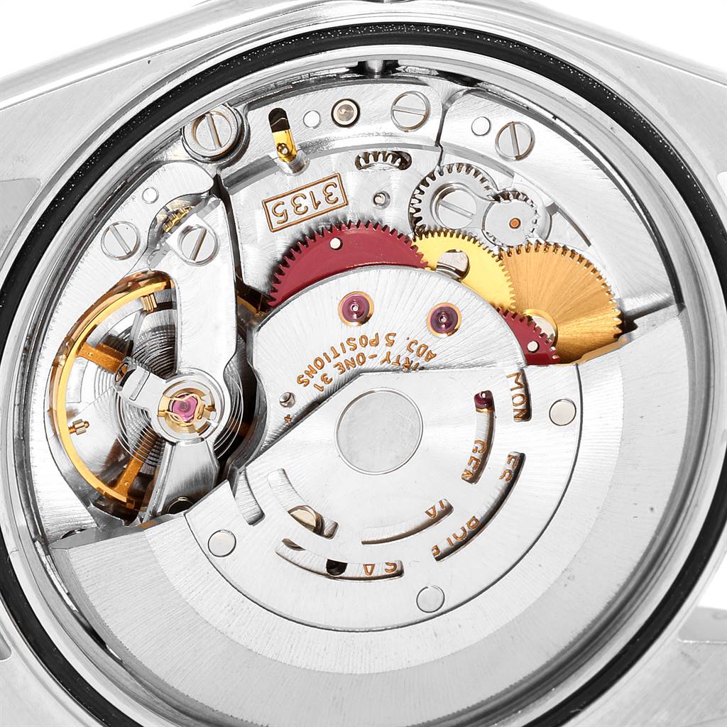 This image shows the internal movement mechanism of a Rolex Datejust 16234 Men's Stainless Steel Silver Dial 16234 Men's Stainless Steel Silver Dial watch.