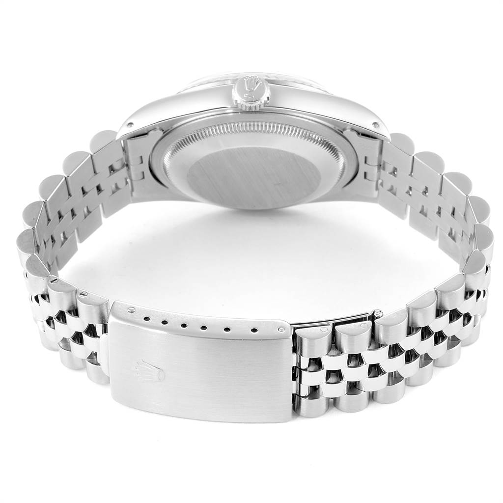 This image shows the back case and bracelet of a Rolex Datejust 16234 Men's Stainless Steel Silver Dial 16234 Men's Stainless Steel Silver Dial watch from a rear angle.