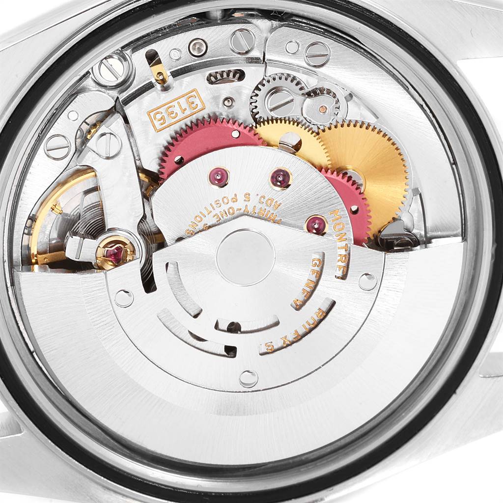 The image shows the inner mechanical movement of the Rolex Datejust 16200 Men's Stainless Steel White Dial 16200 Men's Stainless Steel White Dial watch from a back angle.