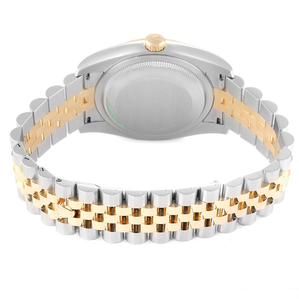This image shows the back and bracelet of a Rolex Datejust 116233 Men's Stainless Steel White Dial 116233 Men's Stainless Steel White Dial watch from a rear angle.