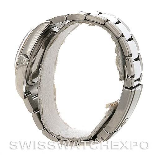 This image shows the side profile of the Rolex Datejust 116234BKRSJ Men's Stainless Steel Silver Dial 116234BKRSJ Men's Stainless Steel Silver Dial watch, focusing on the bracelet and case.