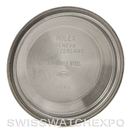 This image shows the inner case back of a Rolex Datejust 116234BKRSJ Men's Stainless Steel Silver Dial 116234BKRSJ Men's Stainless Steel Silver Dial watch, displaying engravings and serial numbers.