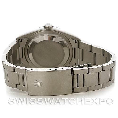 This image shows the back of a Rolex Datejust 16200 Men's Stainless Steel Black Dial 16200 Men's Stainless Steel Black Dial watch, focusing on the closed clasp and bracelet.