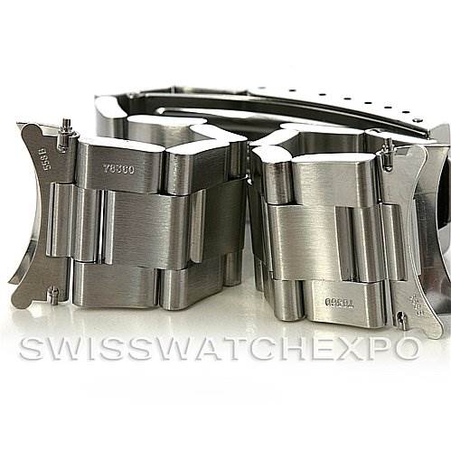 This image shows the stainless steel bracelet links and clasp of a Rolex Datejust 16200 Men's Stainless Steel Black Dial 16200 Men's Stainless Steel Black Dial watch from a close-up angle.