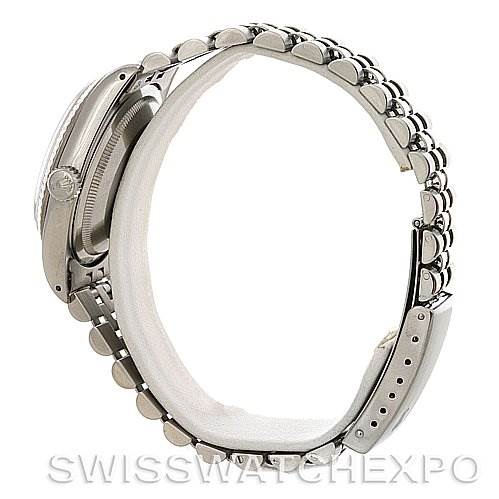 This image shows the side profile and bracelet of a Rolex Datejust 16234 Men's Stainless Steel White Dial 16234 Men's Stainless Steel White Dial watch.