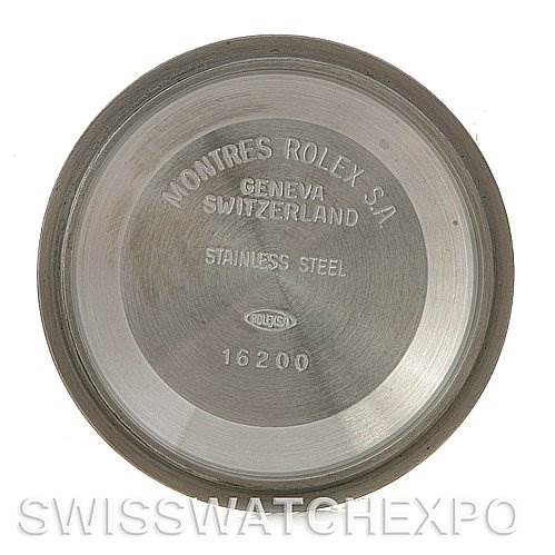 This is the inner side of the stainless steel case back for a Rolex Datejust 16233 Men's Steel and Gold (two tone) White Dial 16233 Men's Steel and Gold (two tone) White Dial model.