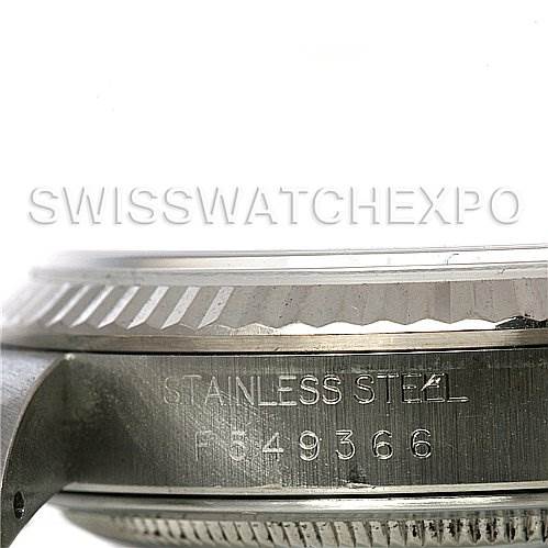This image shows the side view of the stainless steel casing and bezel with the serial number of a Rolex Datejust 16234 Men's Stainless Steel Silver Dial 16234 Men's Stainless Steel Silver Dial watch.