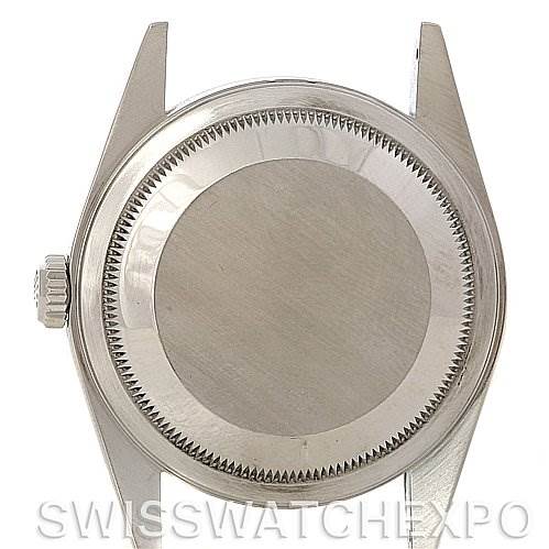 This image shows the case back and lugs of a Rolex Datejust 16234 Men's Stainless Steel Silver Dial 16234 Men's Stainless Steel Silver Dial watch from a straight-on rear angle.