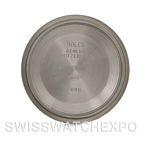 The image shows the inner case back of a Rolex Datejust 116233 Men
s Stainless Steel Blue Dial 116233 Men
s Stainless Steel Blue Dial watch, displaying branding and material information.