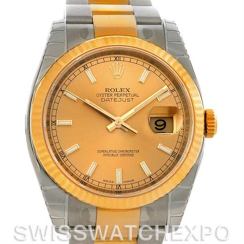 Photo of Rolex Datejust Mens Steel and 18K Yellow Gold Champagne dial 116233 Unworn