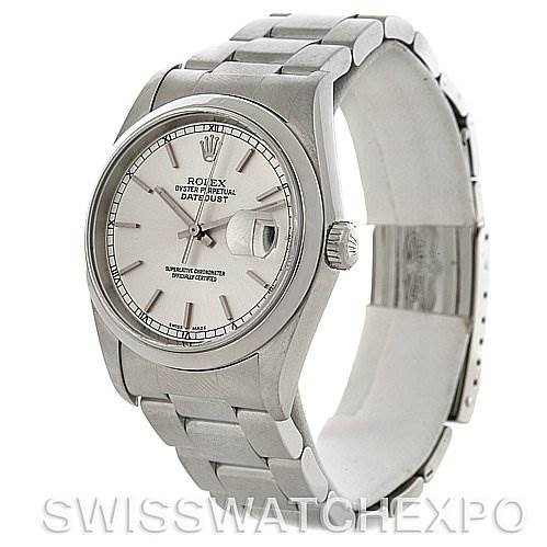 Rolex Datejust Mens Silver Dial Stainless Steel Watch 16200 SwissWatchExpo