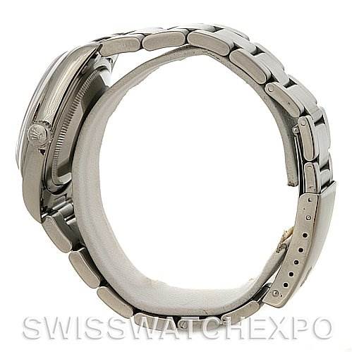 This image shows the side view of a Rolex Datejust 16200 Men's Stainless Steel Silver Dial 16200 Men's Stainless Steel Silver Dial watch, focusing on its bracelet and case.
