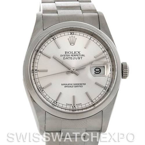 Photo of Rolex Datejust Mens Silver Dial Stainless Steel Watch 16200