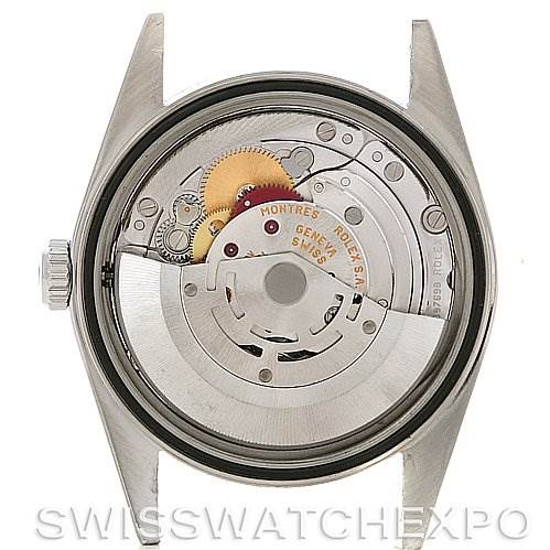 The image shows the back view of a Rolex Datejust 16234 Men's Stainless Steel Grey Dial 16234 Men's Stainless Steel Grey Dial watch case, highlighting its inner mechanical movement parts.