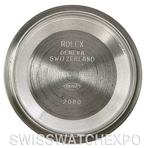 This image shows the interior case back of a Rolex Datejust 16234 Men's Stainless Steel Black Dial 16234 Men's Stainless Steel Black Dial watch model, showcasing the engraved details.