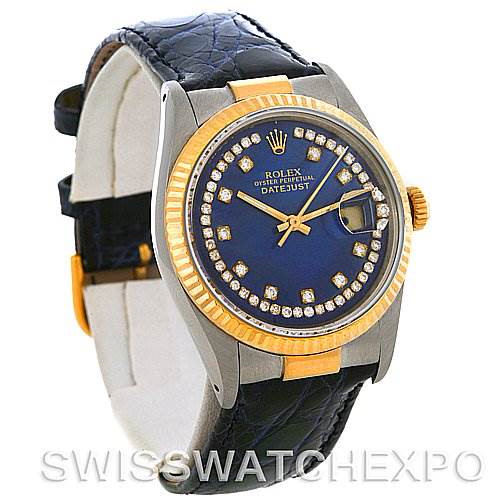 New Style End Links Rolex Datejust Steel & 18K Yellow Gold String Diamond Dial SwissWatchExpo