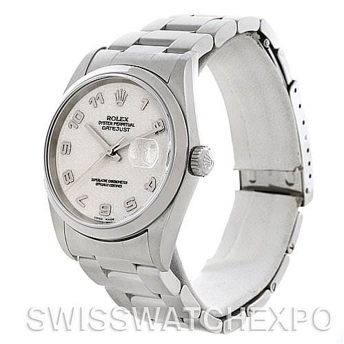 The image shows a Rolex Datejust 16200 Men's Stainless Steel Beige Dial 16200 Men's Stainless Steel Beige Dial watch at a slight angle, focusing on the face, crown, and bracelet.