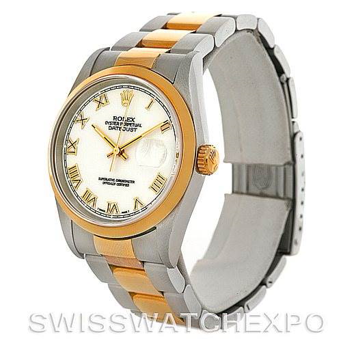 Rolex Datejust Steel and 18k Yellow Gold White Roman Dial Watch 16203 SwissWatchExpo