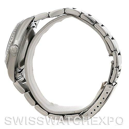 The image shows a side view of the Rolex Datejust 16220 Men's Stainless Steel Blue Dial 16220 Men's Stainless Steel Blue Dial watch, focusing on the bracelet and case side.