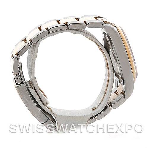 The image shows a side view of a Rolex Datejust 116203 Men's Stainless Steel White Dial 116203 Men's Stainless Steel White Dial watch focusing on the bracelet and the case profile.