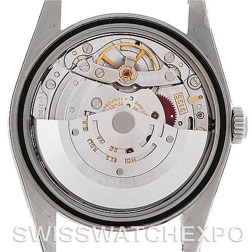 This image shows the movement and internal mechanism of a Rolex Datejust 16220 Men's Stainless Steel Silver Dial 16220 Men's Stainless Steel Silver Dial watch from a back view without the case back.