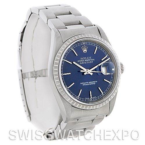 Rolex Datejust Mens Steel Blue Dial 16220 Watch SwissWatchExpo