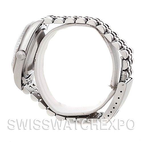 This image displays a side view of the Rolex Datejust 16220 Men's Stainless Steel Silver Dial 16220 Men's Stainless Steel Silver Dial watch, highlighting its case and bracelet.