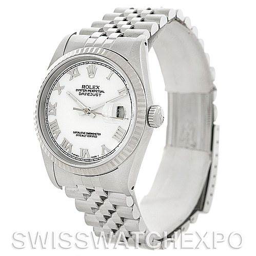 Rolex Datejust Steel 18k White Gold Mens Watch 16234 SwissWatchExpo