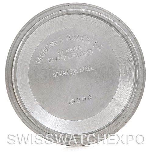This image shows the inner case back of a stainless steel Rolex Datejust 16234 Men's Stainless Steel White Dial 16234 Men's Stainless Steel White Dial model, inscribed with "Montres Rolex S.A." and other details.